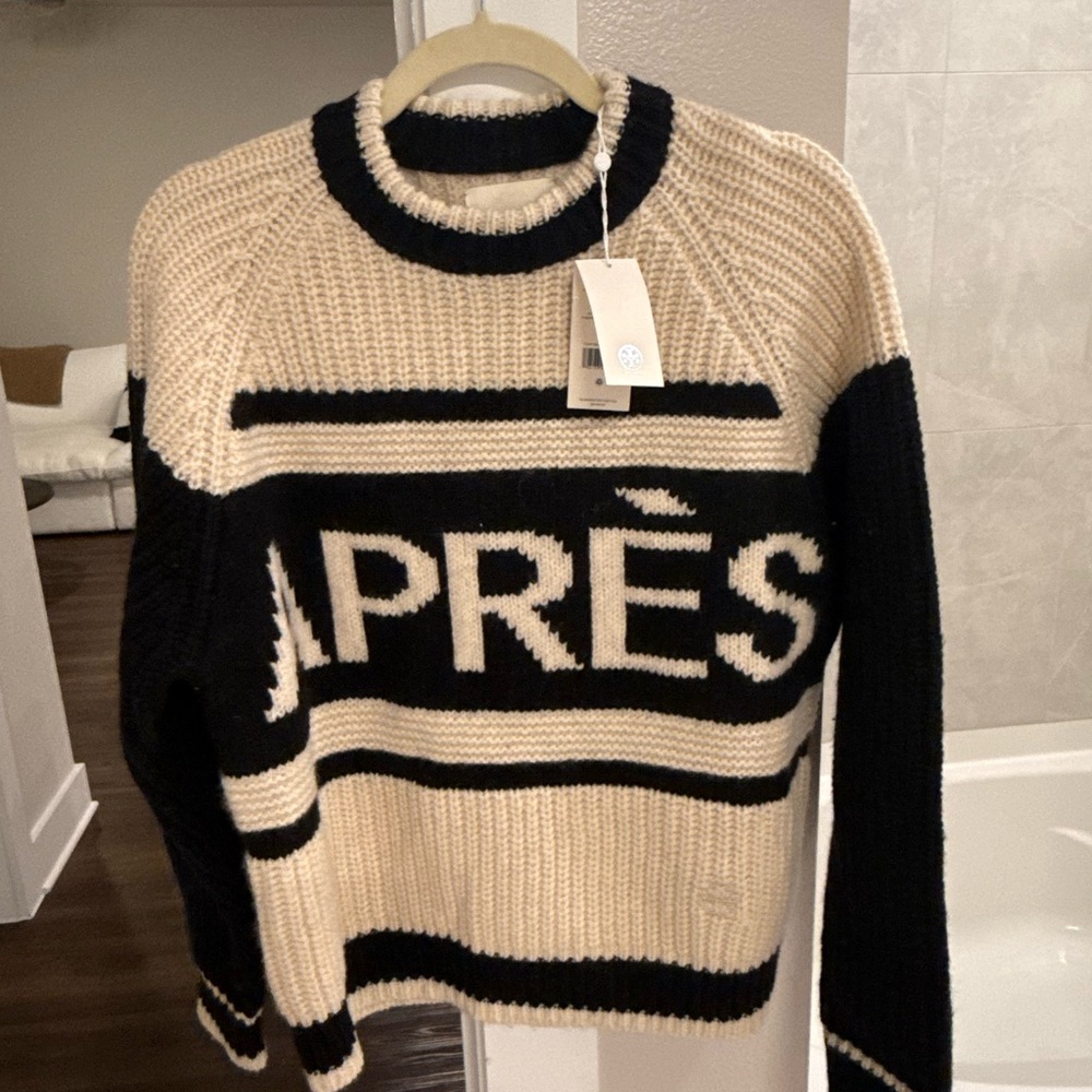 Tory Burch Black and Cream Crewneck Sweater